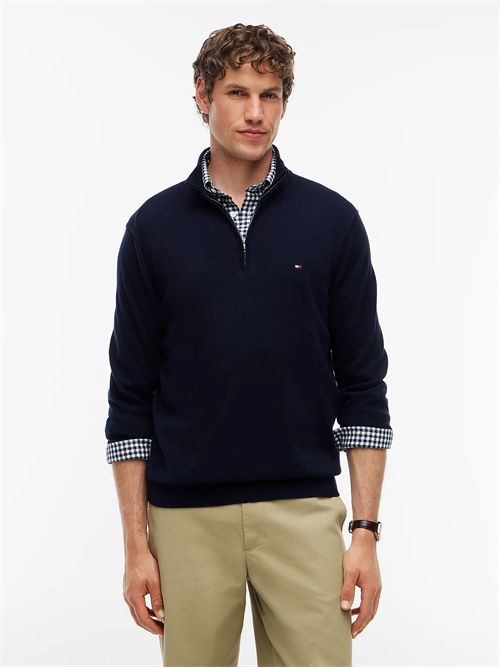 Pullover con collo a lupetto e mezza zip